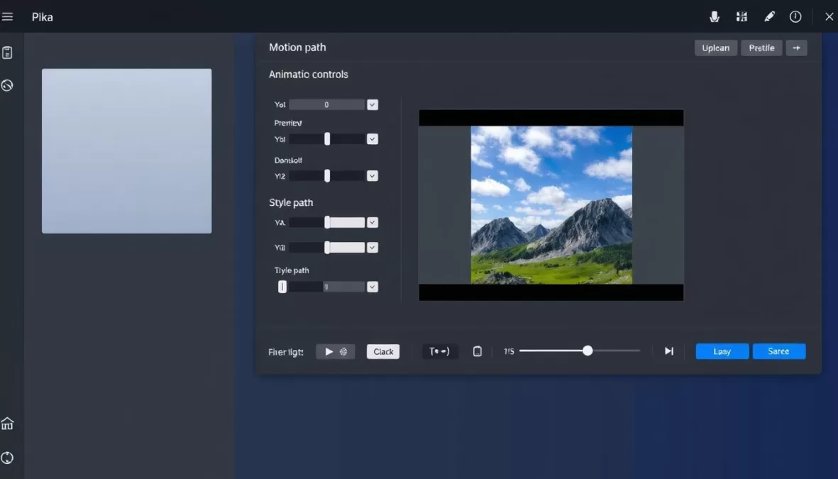 Pika interface showing image-to-video conversion with animation controls