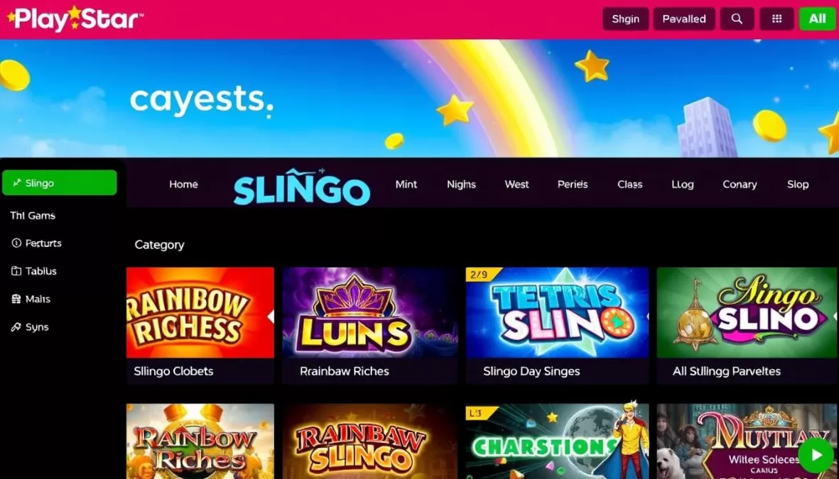 PlayStar Casino showing Slingo games and user interface