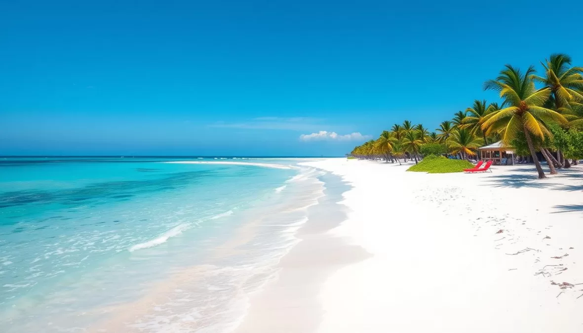 Pristine beach on Coche Island during winter in Venezuela