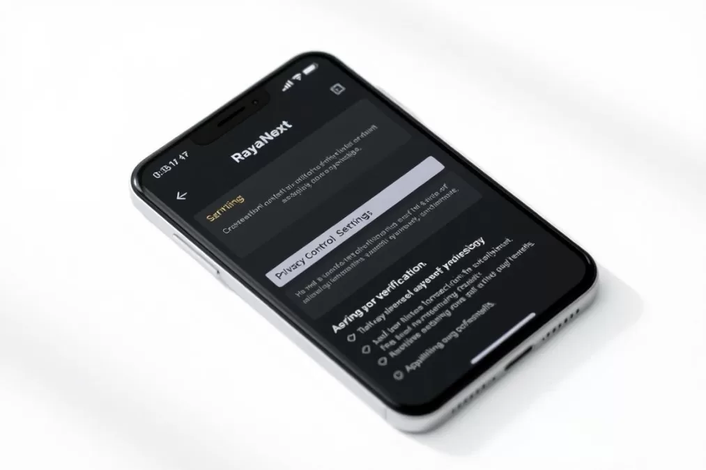 Raya Next safety features showing screenshot prevention and privacy controls in 2026