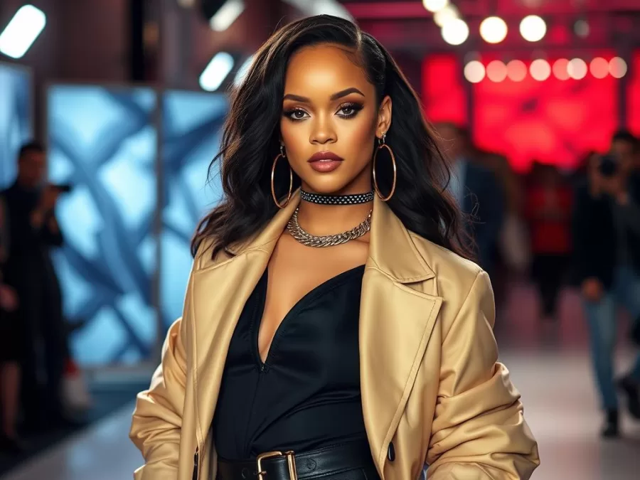 Rihanna at a fashion event, showcasing her unique style as the #1 among the top 10 sexiest women in world