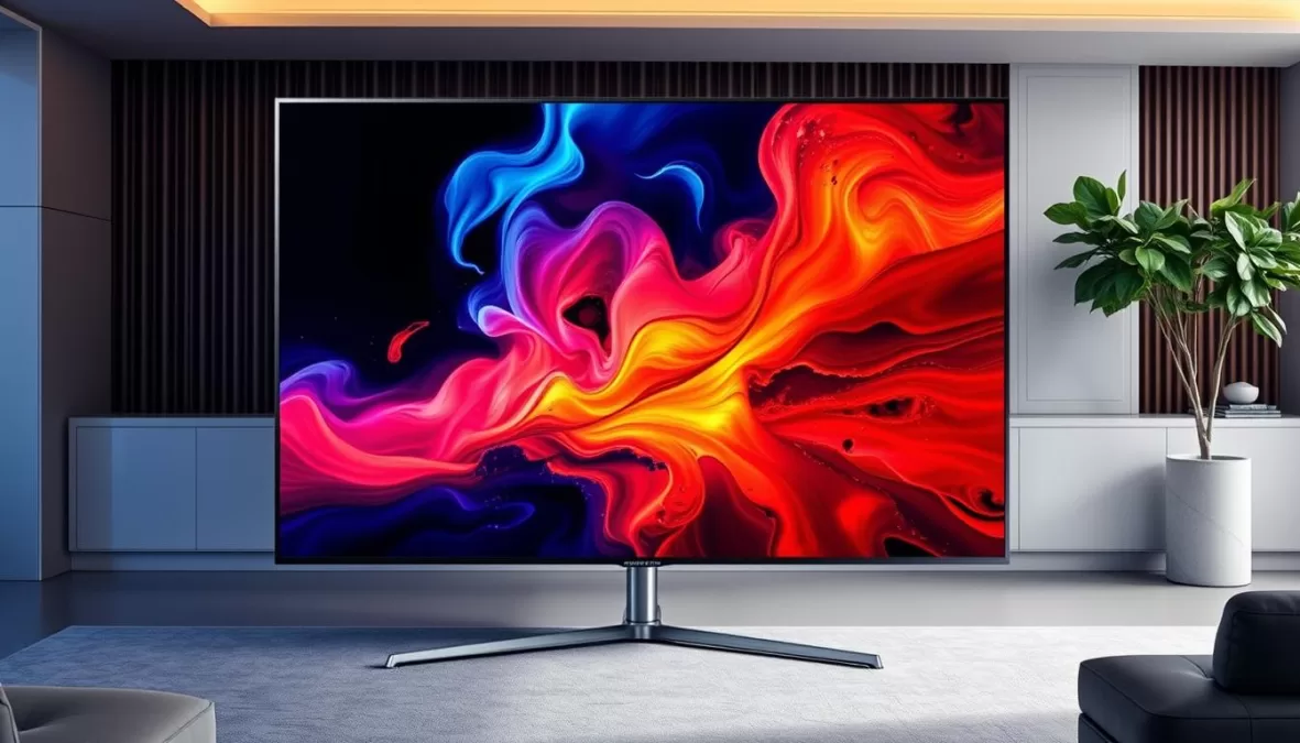 Samsung 65-inch S90F OLED TV displaying vibrant content with ultra-thin design