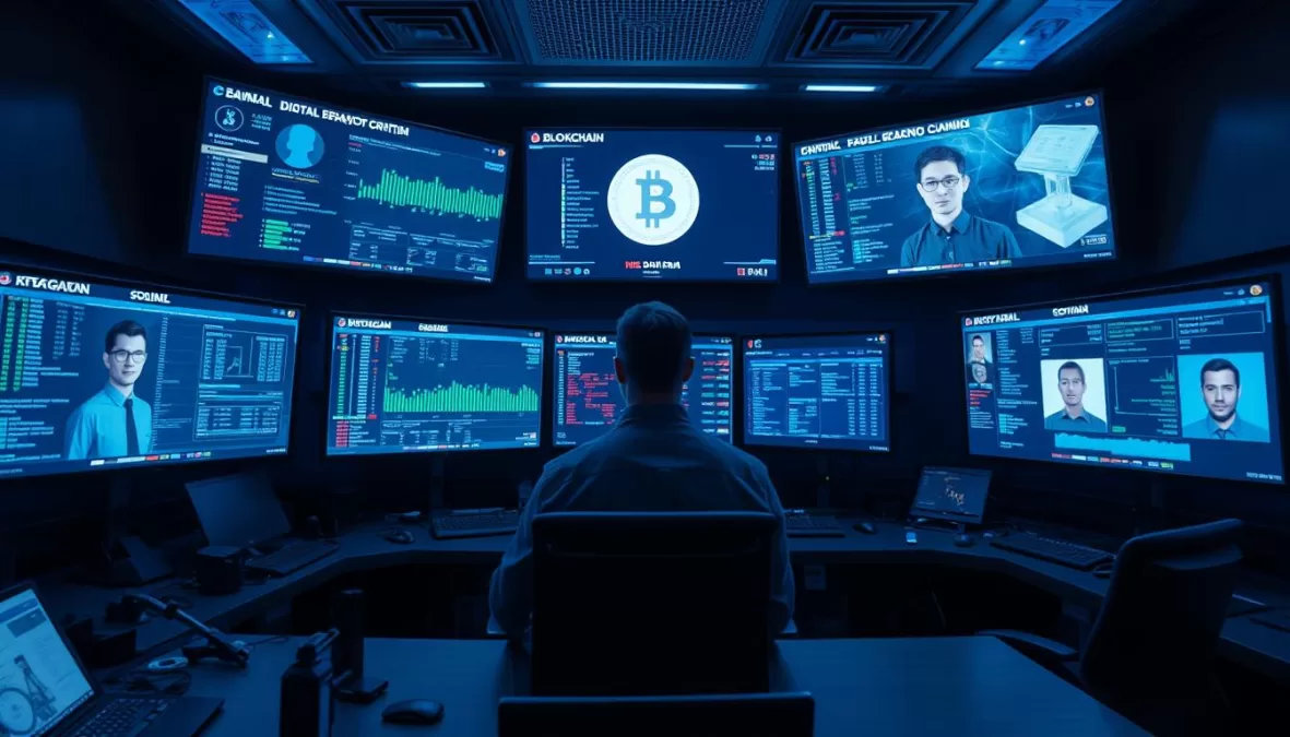 Scene from The Crypto Killer showing digital forensics and cryptocurrency investigation