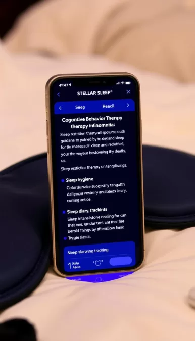 Stellar Sleep app showing CBT-I techniques and insomnia treatment program