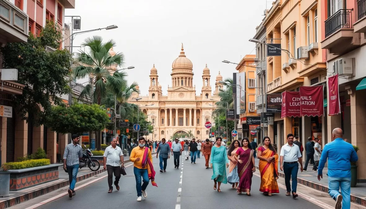 Street view of Vadodara showing its cultural heritage alongside modern security measures that make it the second safest city in India 2025
