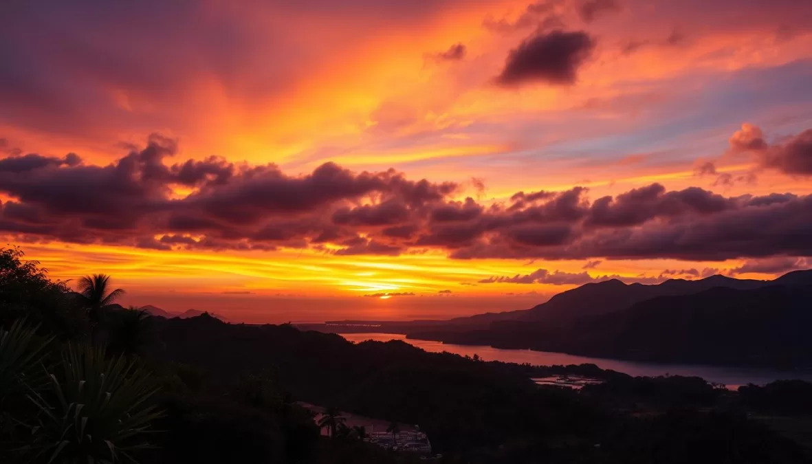 Sunset over Venezuelan landscape showcasing the country's diverse winter beauty