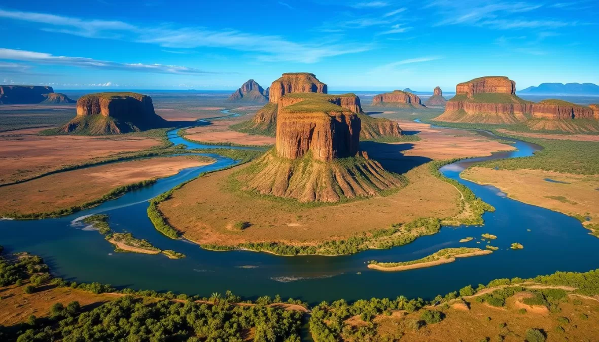Tepuis and savannas in Canaima National Park during winter in Venezuela