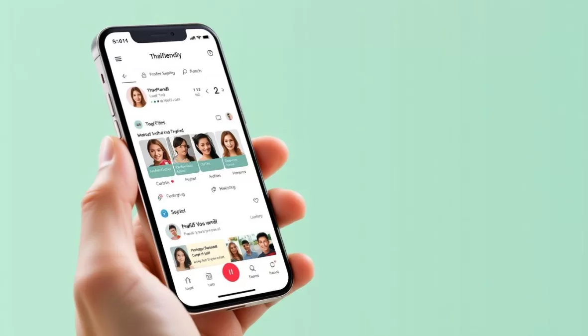 ThaiFriendly mobile app interface showing Thai dating profiles and messaging features