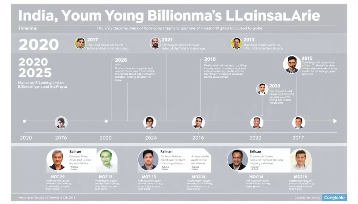Timeline showing the evolution of India's young billionaire landscape from 2020 to 2025