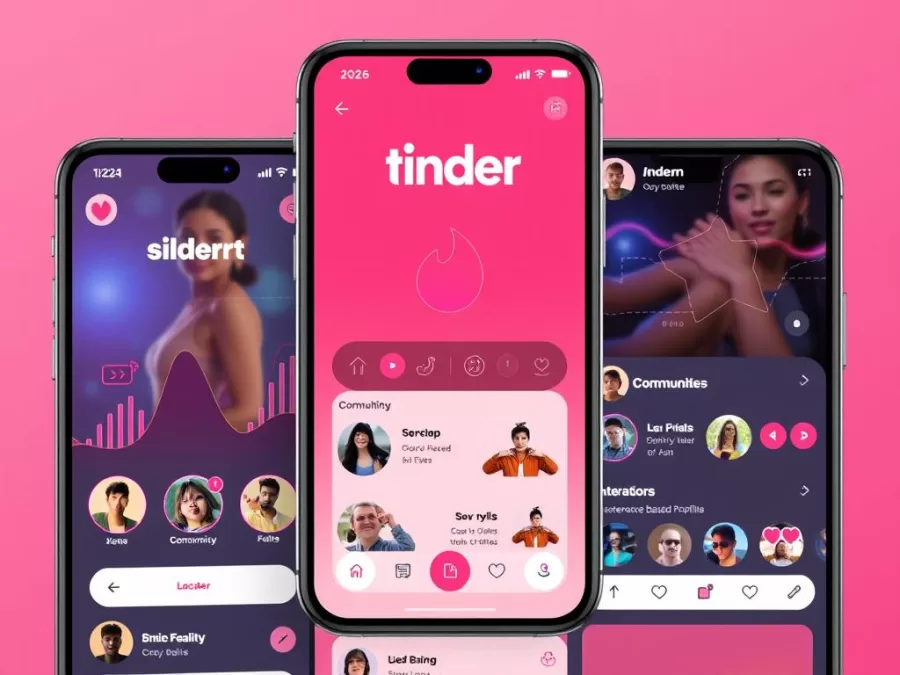 Tinder Max interface showing global matching and interest-based communities for young adults in 2026