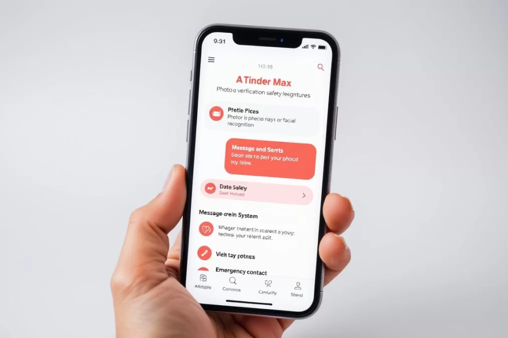 Tinder Max safety features showing photo verification and date check-in system in 2026