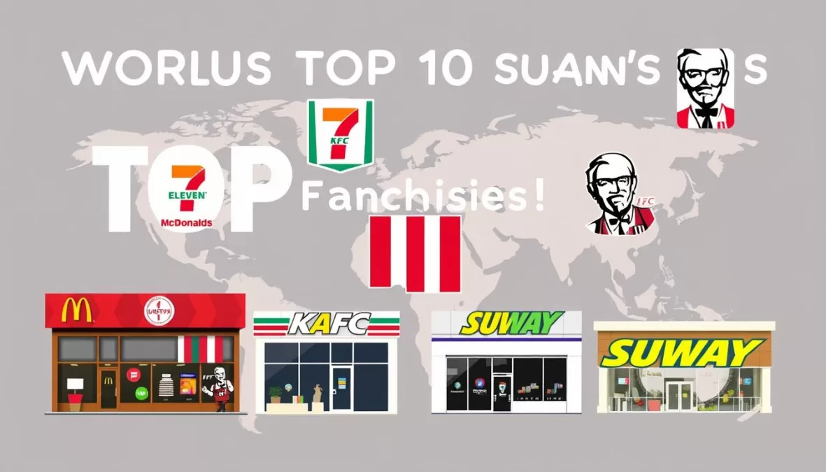 Top 10 franchises in the world of all time displayed in a dynamic collage showing their global presence