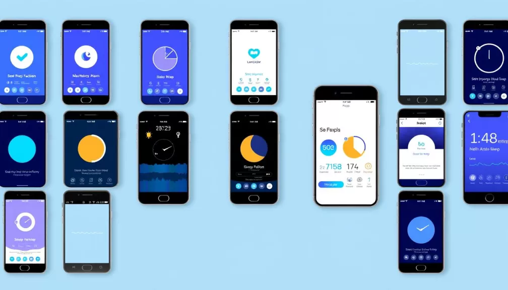 Top 10 sleep apps of 2025 shown on smartphone screens with their logos and main features