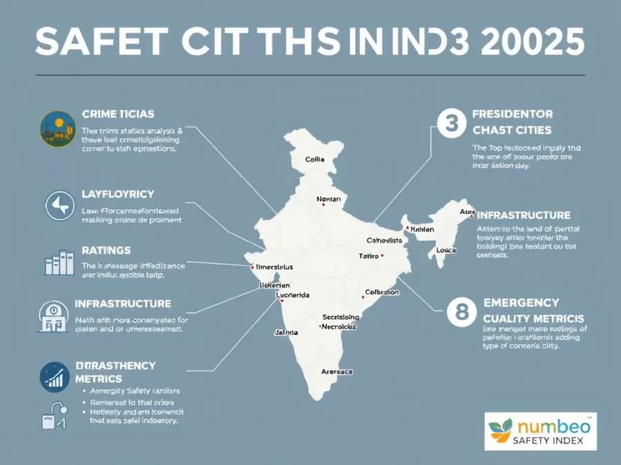 Visual representation of the safety index methodology showing various factors considered in ranking the safest cities in India 2025