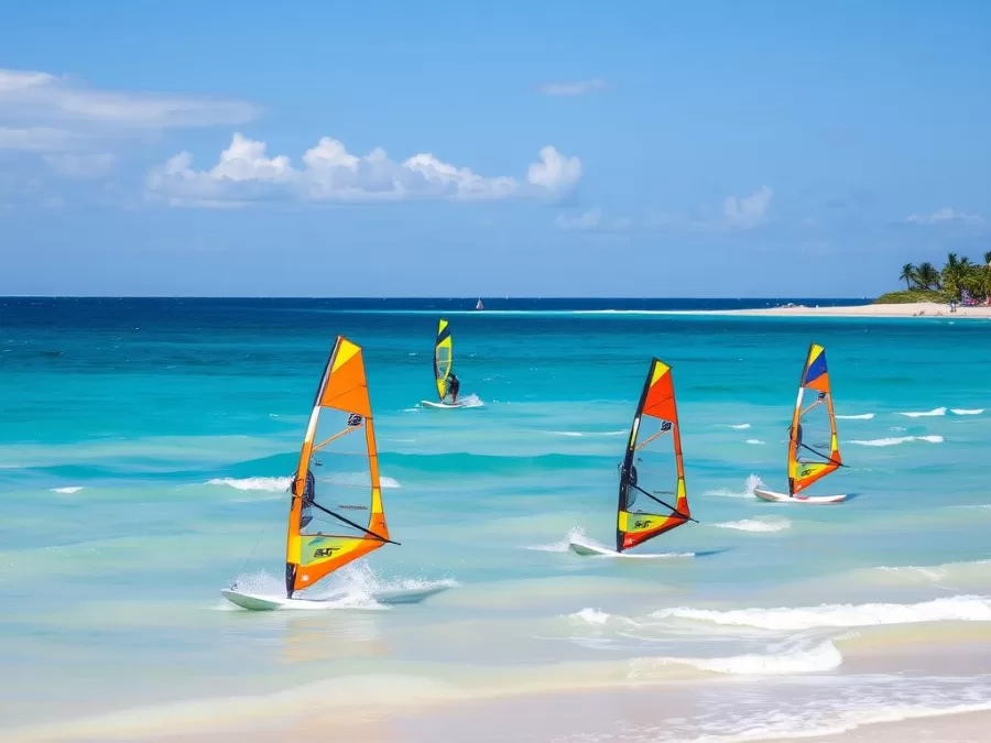 Windsurfing at El Yaque Beach on Margarita Island during winter