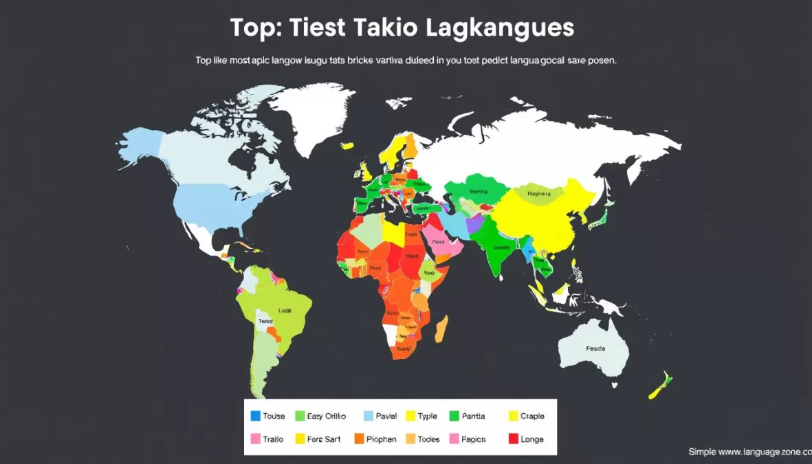 World map highlighting regions where the top 10 most spoken languages in the world are predominantly used