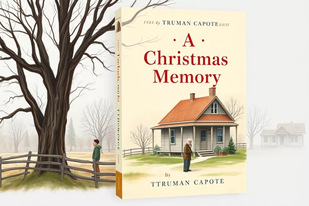 A Christmas Memory by Truman Capote book cover with rural Southern setting