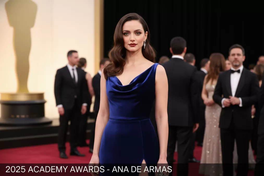 Ana de Armas at a 2025 award ceremony showcasing her natural beauty