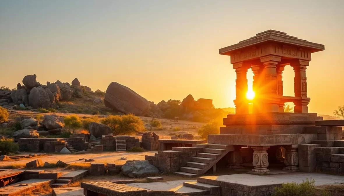 Ancient ruins of Hampi in Karnataka with stone temples and boulders, one of the top 10 best travel destinations in India for 2026