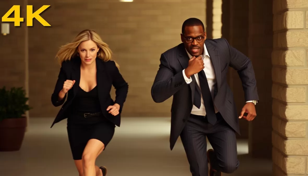 Cameron Diaz and Jamie Foxx in an action scene from Netflix movies 2025 comedy Back in Action