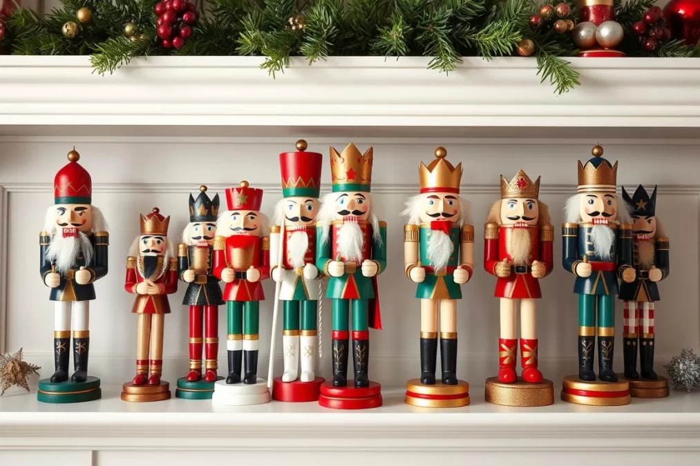 Collection of traditional wooden nutcracker figurines