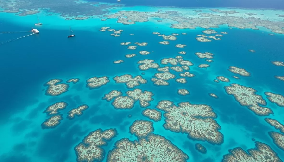 Colorful coral formations and tropical fish at the Great Barrier Reef, one of the top 10 Australia tourist attractions