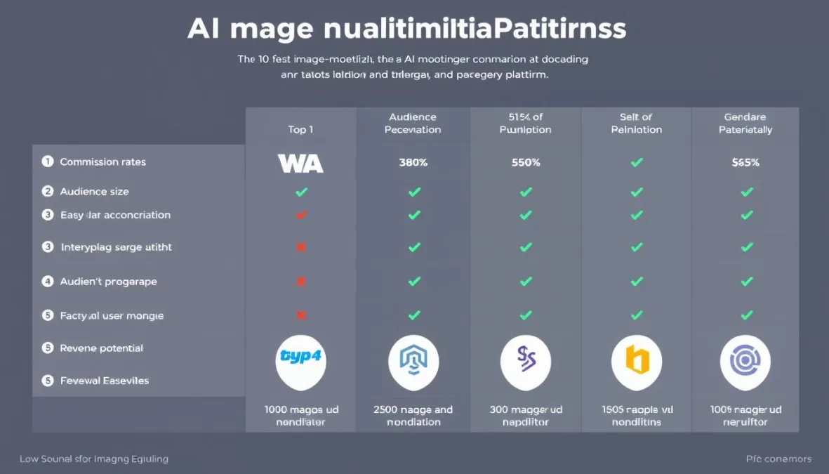 Comparison chart of top AI image monetization platforms 2026