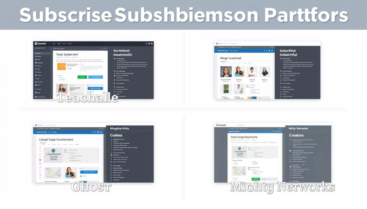 Comparison of multiple subscription platforms for content creators showing different interfaces