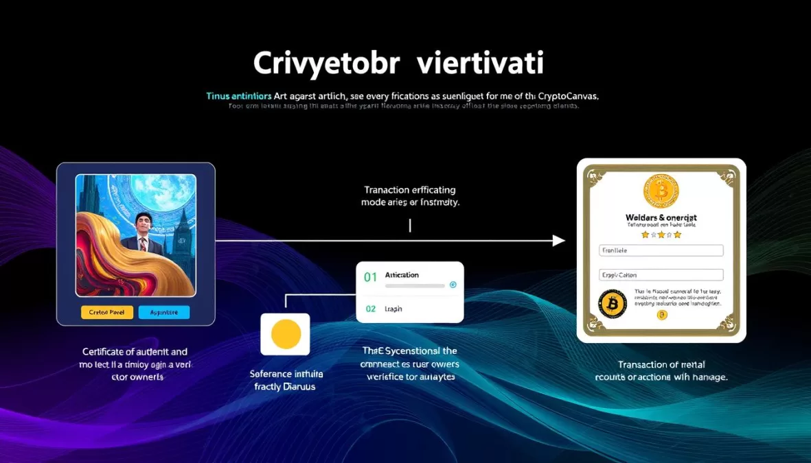 CryptoCanvas blockchain verification process for AI artwork