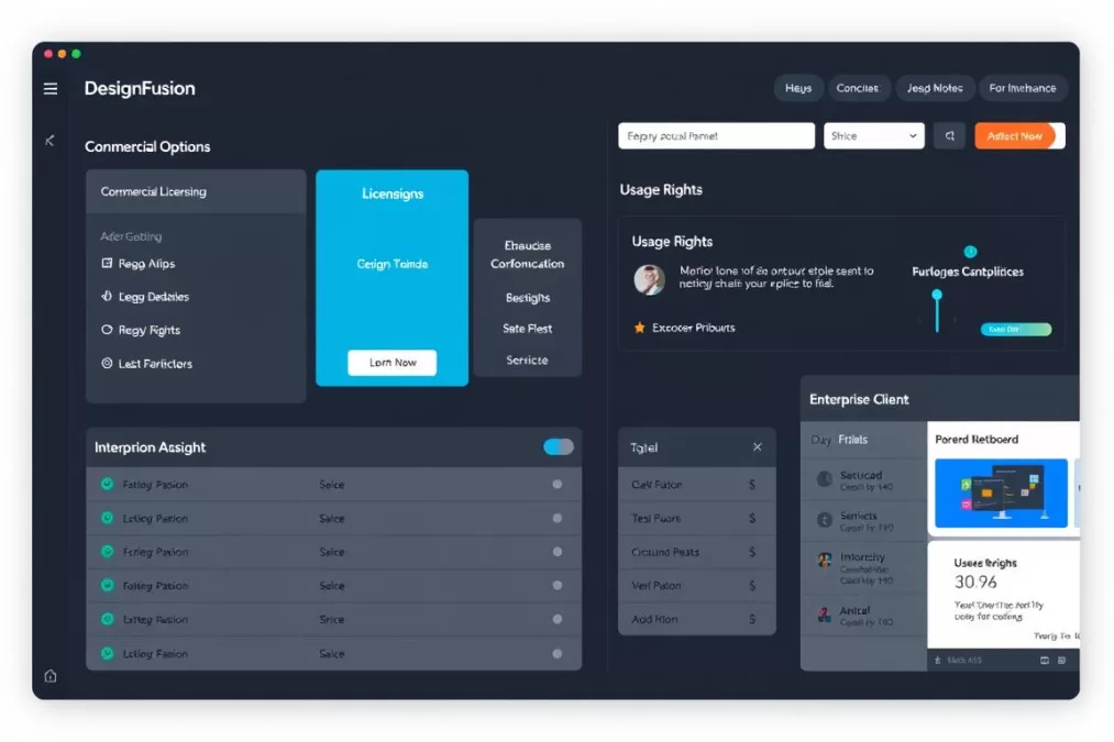 DesignFusion commercial licensing dashboard for AI artwork