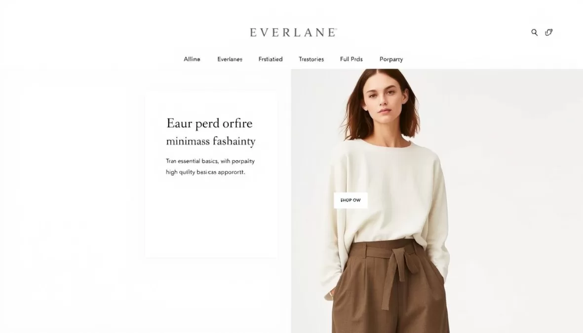 Everlane website featuring minimalist fashion with transparent pricing