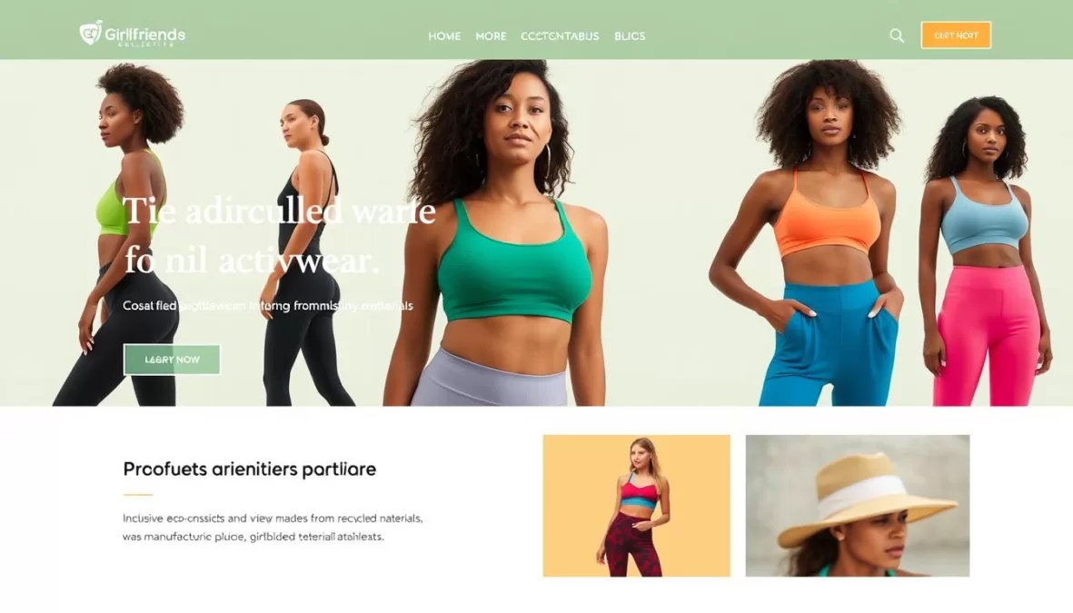 Girlfriend Collective website showcasing sustainable activewear for women of all sizes