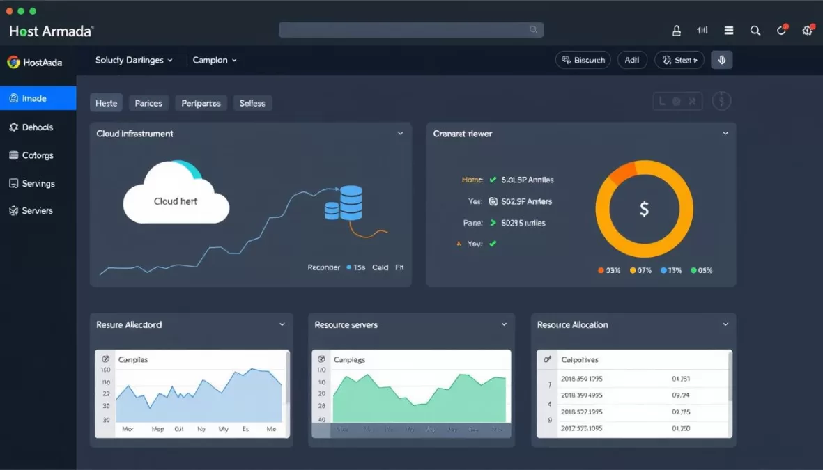HostArmada dashboard showing cloud infrastructure and performance metrics for top 10 web hosting reviews 2025