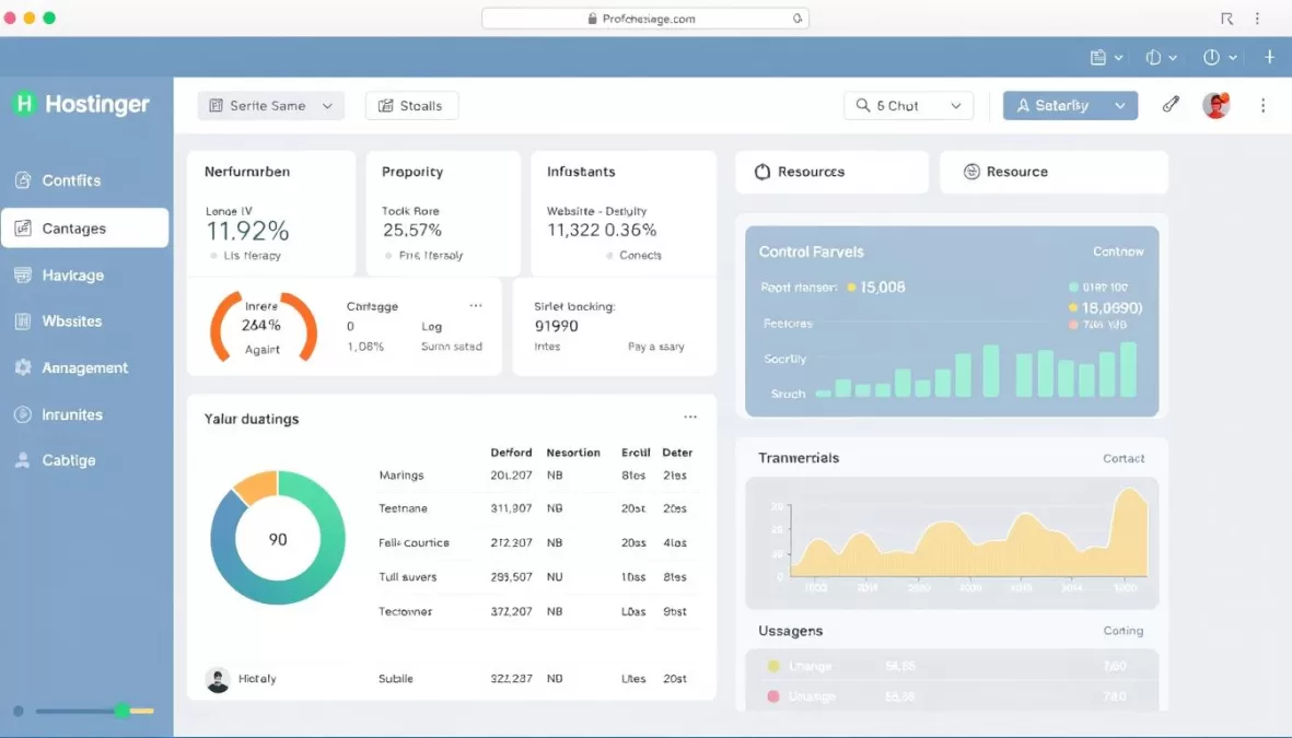 Hostinger web hosting dashboard showing control panel and performance metrics for top 10 web hosting reviews 2025