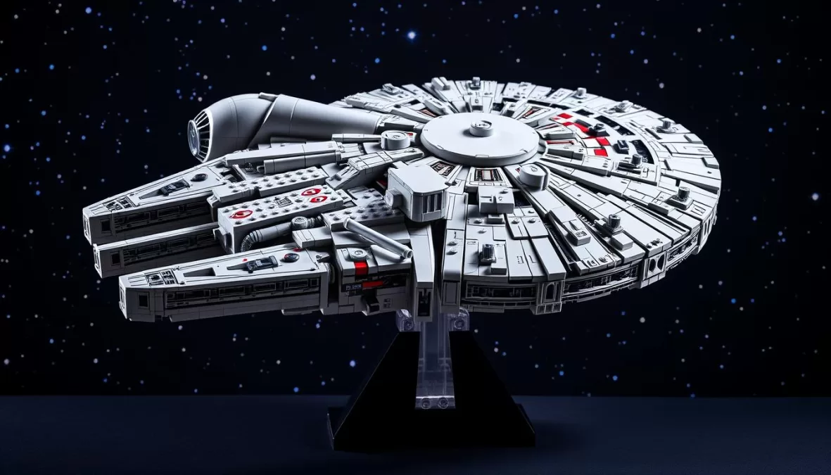 LEGO Star Wars UCS Millennium Falcon showing the incredibly detailed exterior and interior of the iconic ship, ranked in the top 10 largest LEGO sets in the world 2025