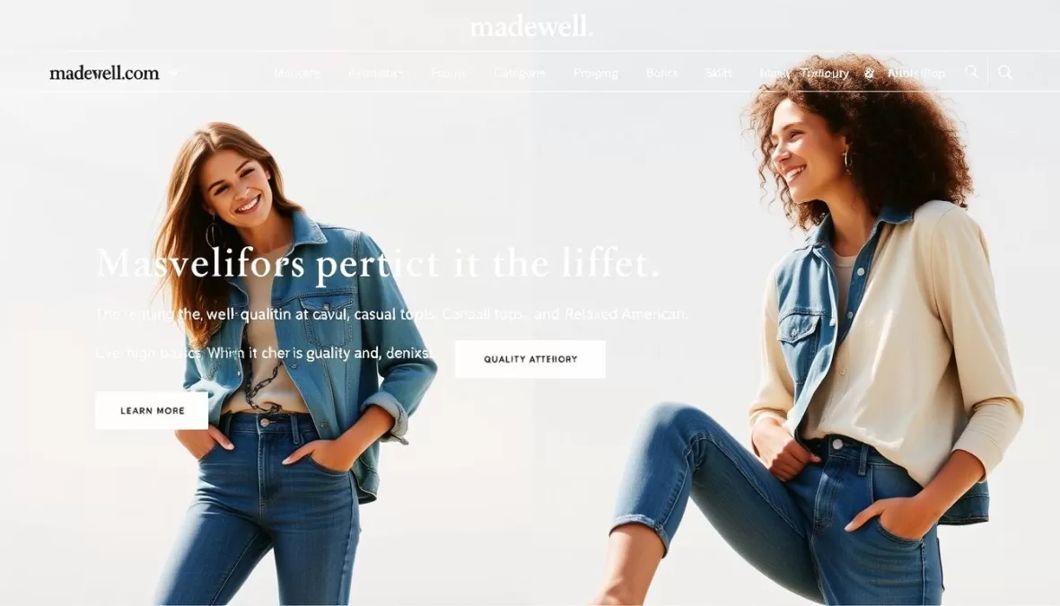 Madewell website featuring casual, high-quality women's fashion essentials