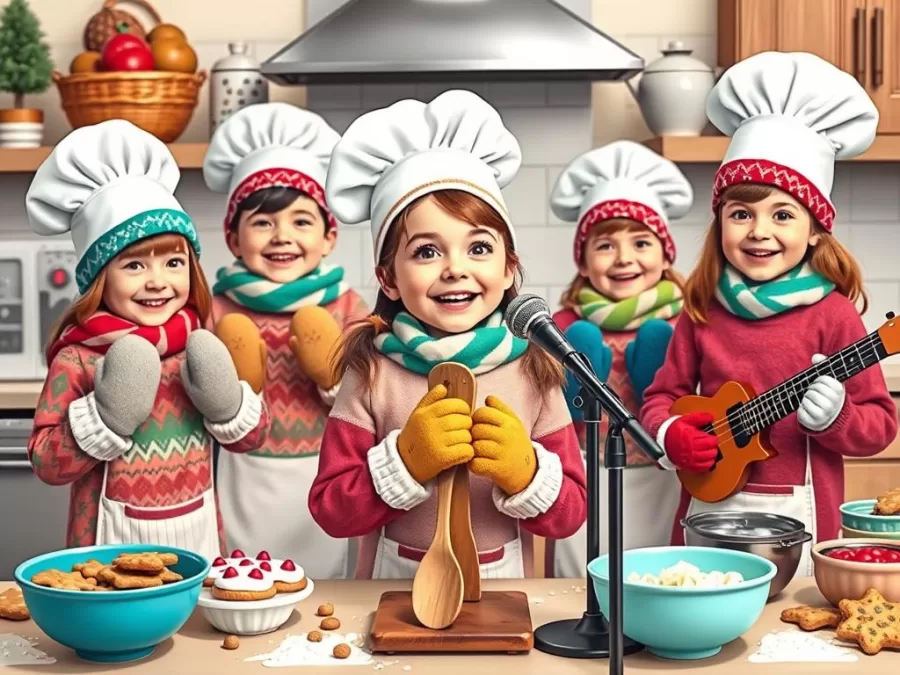 Melody & The Mittens band performing Christmas Cookie Countdown from the top 10 new Christmas songs 2025 for kids list