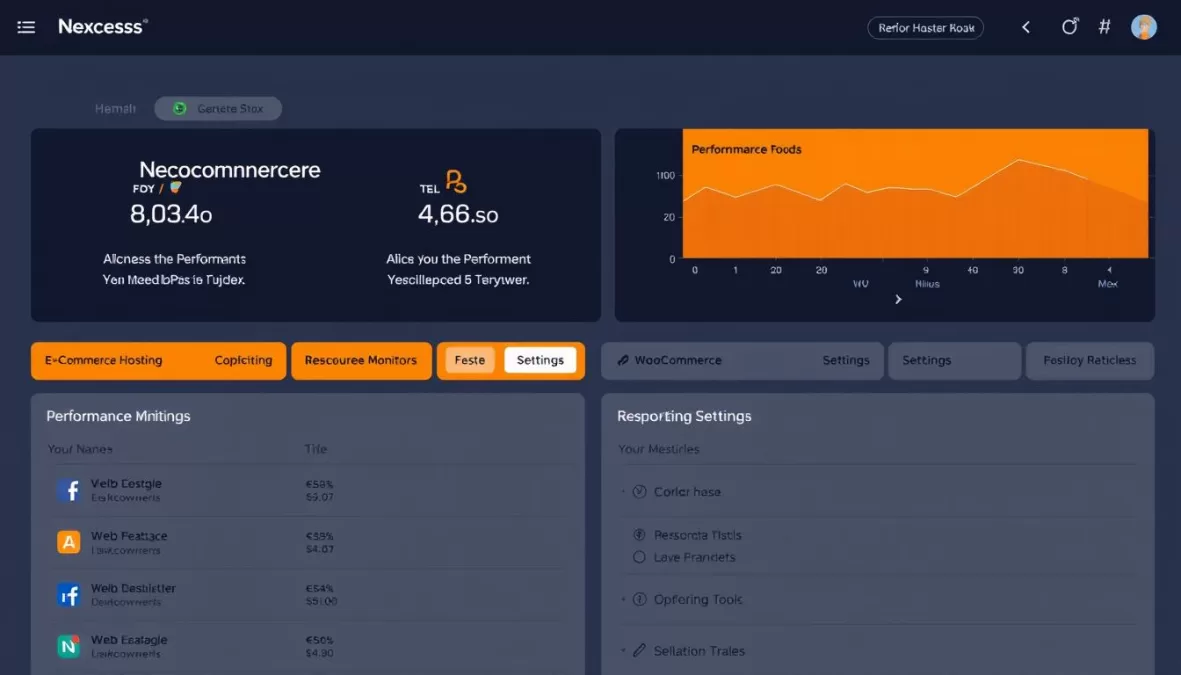Nexcess dashboard showing e-commerce hosting features and performance monitoring for top 10 web hosting reviews 2025
