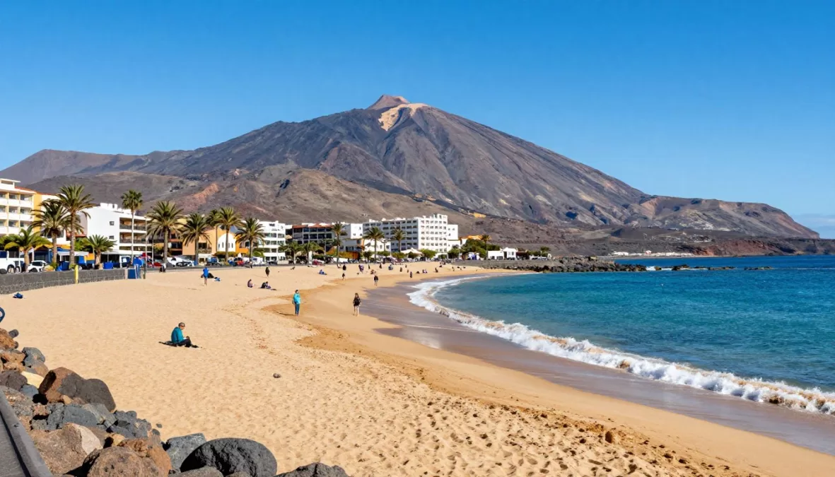 Scenic view of Tenerife in the Canary Islands with volcanic landscapes and beaches in January 2026