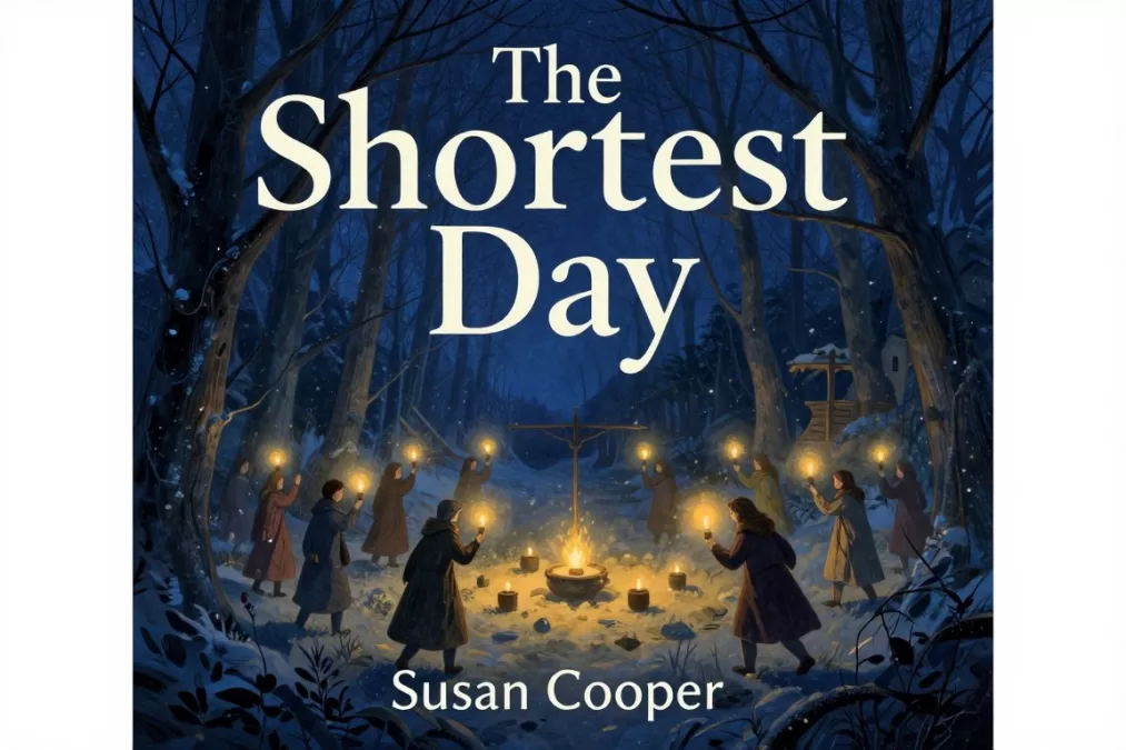The Shortest Day book cover showing winter solstice celebration