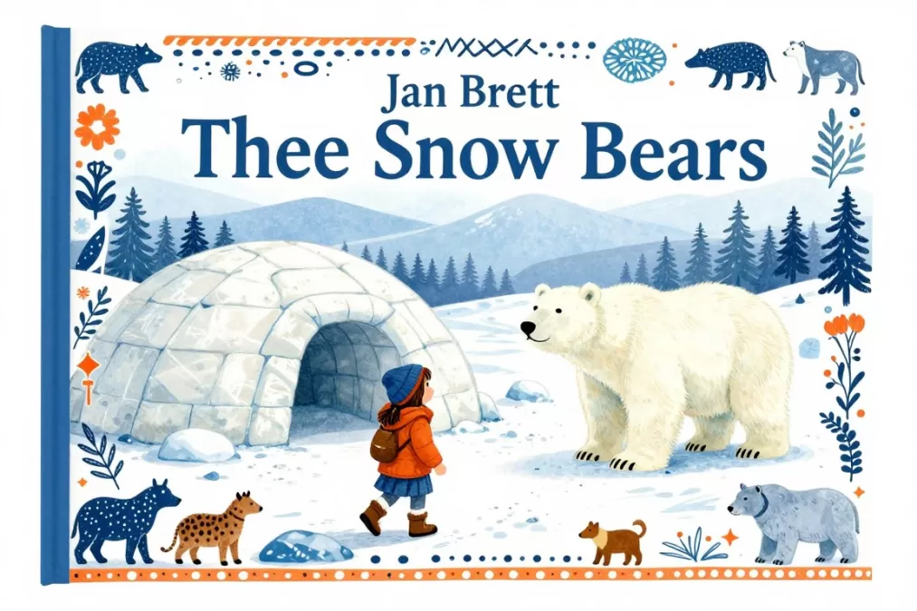 The Three Snow Bears book cover showing Inuit girl and polar bears