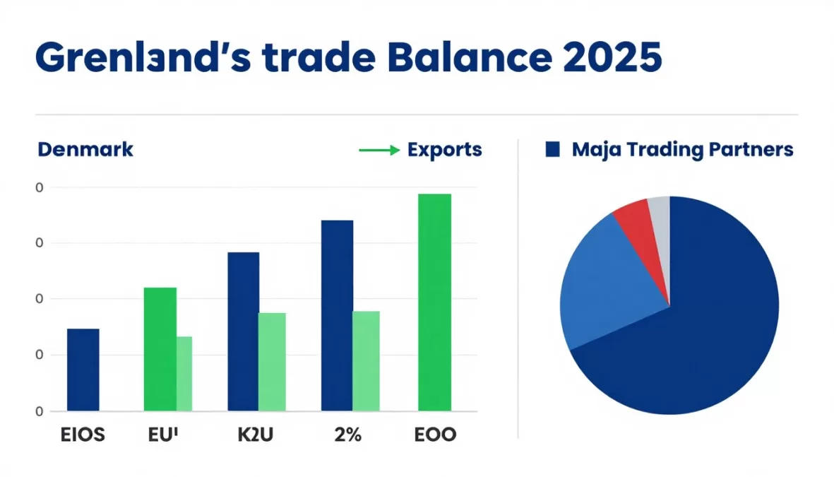 Chart showing Greenland's trade balance and major trading partners in 2025