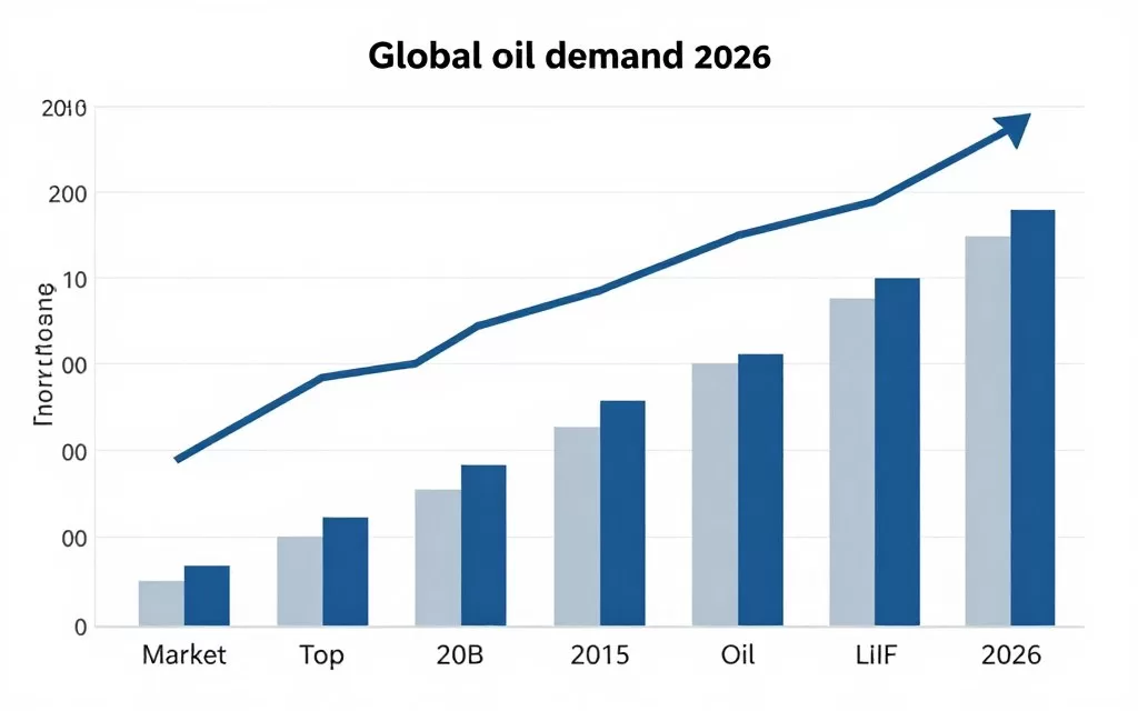 Chart showing projected global oil demand growth through 2026 with top 10 oil producing countries highlighted