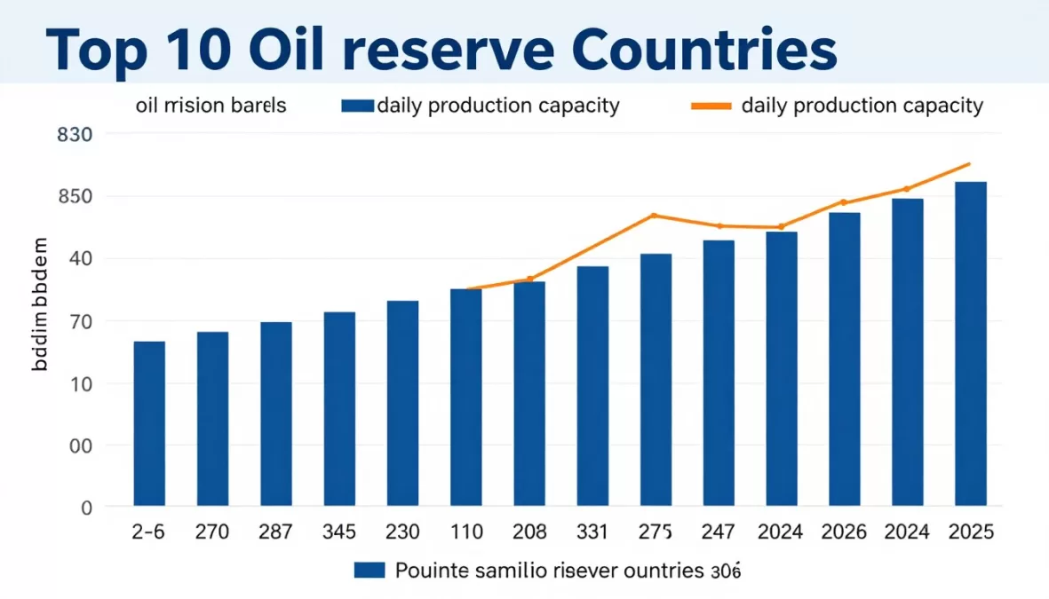 Comparison chart of oil reserves vs. production capacity for top 10 countries