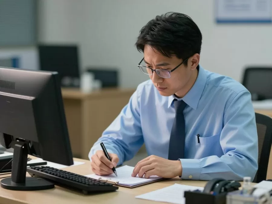 Detective investigating a crime scene