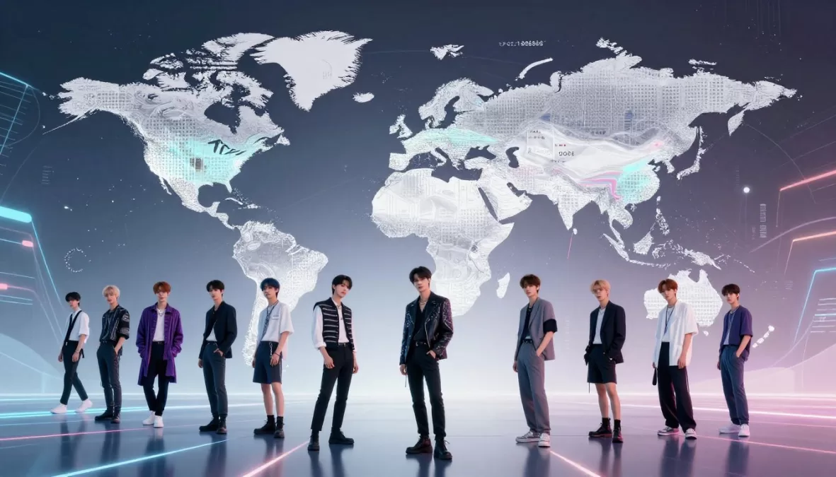 Futuristic visualization of K-pop's evolution toward 2026 and beyond