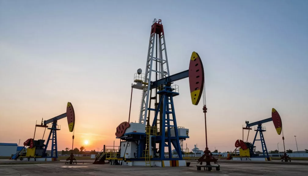 Global oil production facilities with oil rigs and refineries representing top oil producing countries in 2026