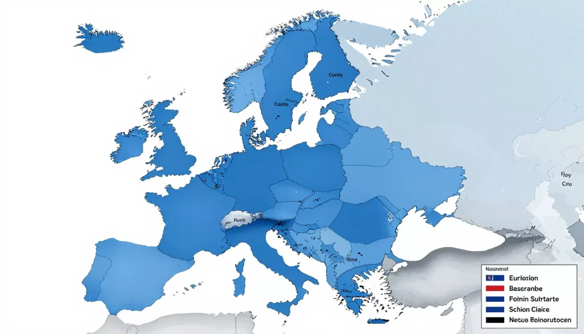 Map showing Greenland's position outside the European Union despite Denmark's membership