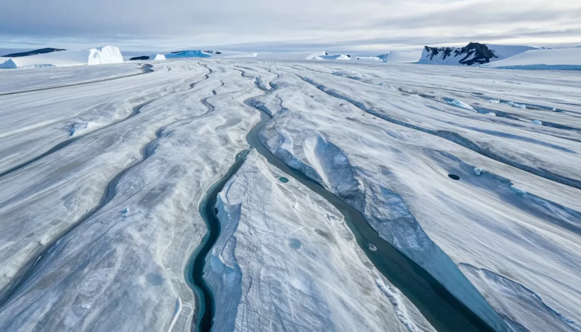 Melting ice sheet in Greenland showing the effects of climate change
