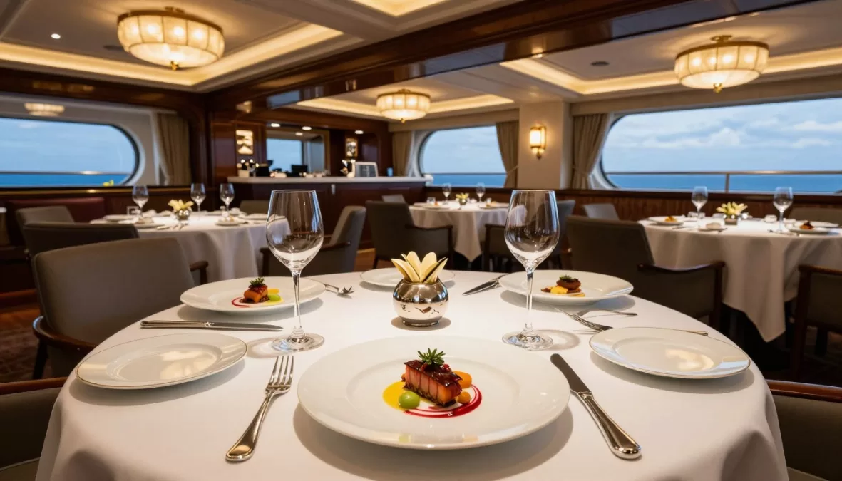 Oceania's Allura specialty restaurant with gourmet presentation
